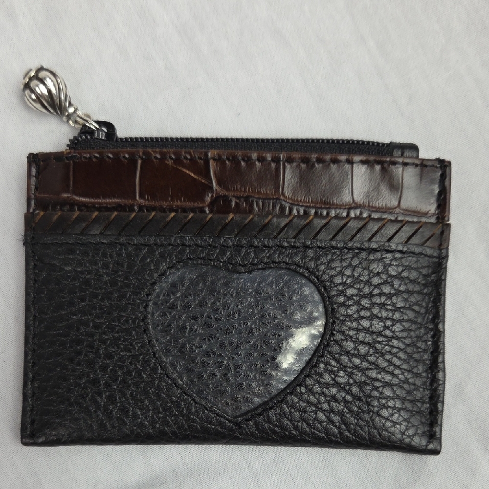 BRIGHTON Black Small Card Holder And Change Purse ID credit CARD HOLDER